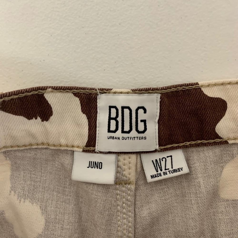BDG Carpenter Pants Womens W27 Brown Cow Print Juno High Rise Wide Leg Utility - Picture 3 of 12
